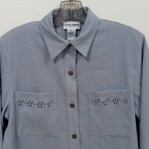 29-1 ALFRED DUNNER blue button up lined top 6P